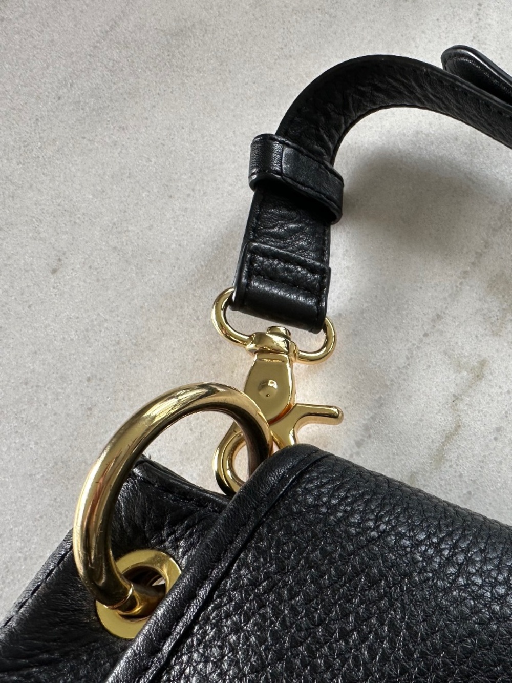 Tory Burch Black Pebbled Leather Crossbody Bag Gold Hardware Large Purse - Picture 12 of 13